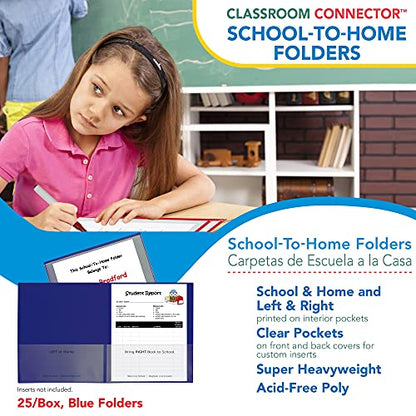 C-Line Classroom Connector School-to-Home Folders, Blue, 25 per Box (32005) - size: Box of 25