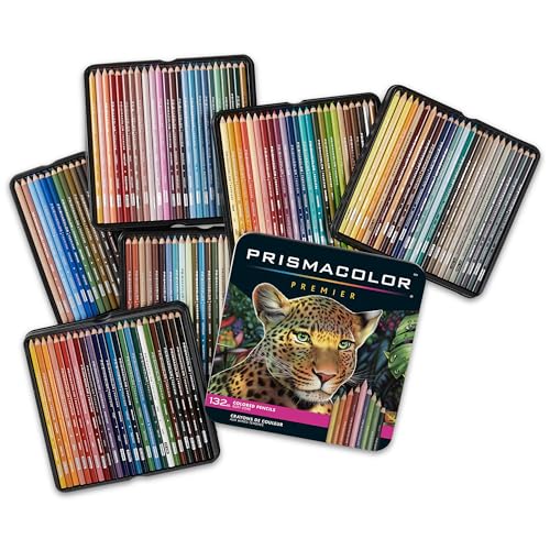 Prismacolor Premier Colored Pencils, Soft Core, Assorted Colors, 132 Count - Durable, Vibrant, Ultra-Smooth, Adult Coloring, Drawing, Sketching, Arts & Crafts - size: 132 Count (Pack of 1)