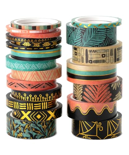 Mr. Pen- Washi Tape Set, 21 Rolls, Assorted Sizes, 5.5 Yards/Roll | Washi Tape for Scrapbook, Arts, Crafts, Journals and Planners, Ethnic Elegance Design - color: Ethnic Elegance, size: 0.1", 0.3", 0.6", 21 Rolls