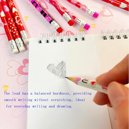72PCS Valentine Wooden cased Pencils for Kids with Erasers, Wood Wedding Golf Pencils for School,Drawing,Gift (72PCS, Valentine's Day) - style: Valentine's Day