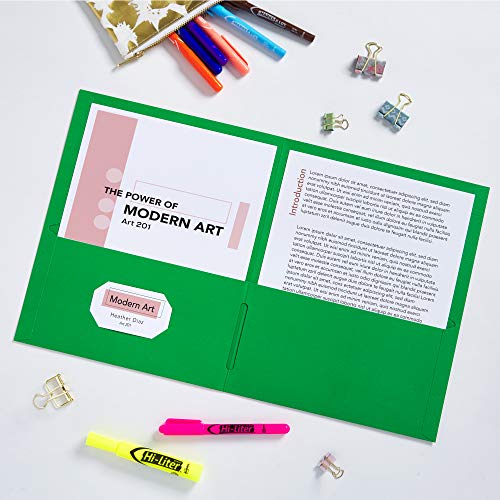 Avery Two Pocket Folders, Holds up to 40 Sheets, Business Card Slot, 25 Green Folders (47987) - style: 40 folders