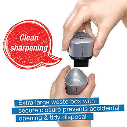 Faber-Castell Grip Trio Manual Pencil Sharpener (Red or Blue) - Graphite, Jumbo and Colored Pencil Sharpener