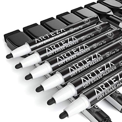 ARTEZA Black Dry Erase Markers with Erasers – Pack of 36 Magnetic Fine Tip Whiteboard Pens with Low-Odor Ink for Office & Home Use - size: 1 Count (Pack of 36)
