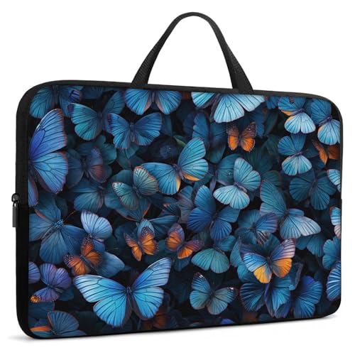 Laptop Sleeve Bag with Handle Computer Protective Soft Cover Case for 14 Inch 13 Inch Laptop,Blue Butterfly - color: Blue Butterfly