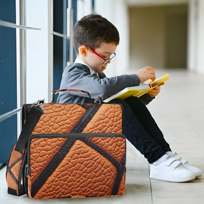 Zipper Binder Bag, Sport Basketball Texture 1.5 inch 3-Ring Binder & Multiple Pockets, 500 Sheets Capacity Expanding File Folder with Shoulder Straps & Handles for School Work Office
