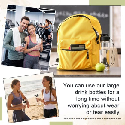 Mifoci 40 Pieces Plastic Water Bottle Bulk for Kids Adults 17 oz Reusable Large Water Bottle Bulk with Handle Strap Lightweight Leakproof Flip Top for Party Outdoor School(Clear,Black) - color: Clear,Black