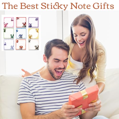 Dragon Sticky Notes Gifts - 9 Pack Dragon Notepads 3x3 Inch Gifts for Students Coworkers, Funny Animals Self-Adhesive Memo Pads Office School Supplies for Men Women (450 Sheets) - style: Dragon