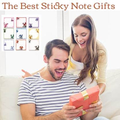 Dragon Sticky Notes Gifts - 9 Pack Dragon Notepads 3x3 Inch Gifts for Students Coworkers, Funny Animals Self-Adhesive Memo Pads Office School Supplies for Men Women (450 Sheets) - style: Dragon