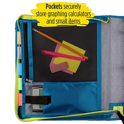Five Star Zipper Binder, 2 Inch 3-Ring Binder for School, 5-Tab Expanding File, 380 Sheet Capacity, Teal/Chartreuse (29052IH8) - color: Teal/Chartreuse