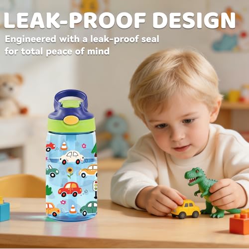 Car 14oz Water Bottle with Straw - Leakproof BPA-Free Plastic Pop-Up Spout, Reusable Leak Proof Travel Bottle for Outdoor Sports - color: Car2