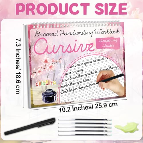 chiazllta 2 Pack Cursive Grooved Handwriting Workbooks Grooved Cursive Reusable Writing Practice Copy Books with Disappearing Ink Pens Learning Activities Supplies (Jokes Riddles&Inspiring Quotes) - style: Jokes Riddles&Inspiring Quotes