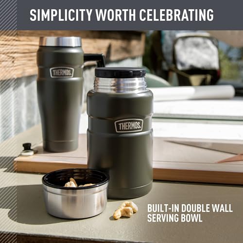 THERMOS Stainless King Vacuum-Insulated Food Jar, 24 Ounce, Matte Army Green - color: Matte Army Green, size: 24 Ounce