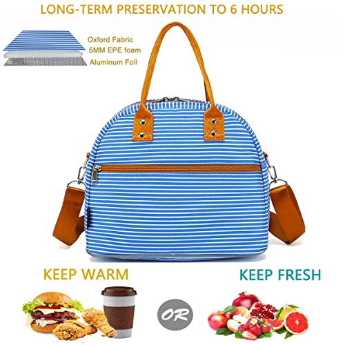 FlowFly Insulated Lunch Bag With Shoulder Strap for Women, Men, and Kids, Large and Reusable, Handle, Freezable Work and School Travel Tote and Meal Prep Organizer,Royal - color: Royal