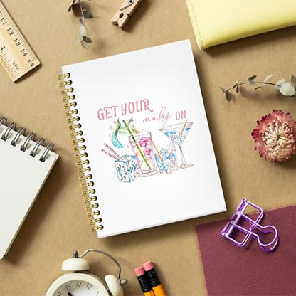BRRNYOI Mahjong Gifts Notebook Journal 5.5x8.3, Mahjong Gifts for Women Lovers Players Journal Notebook, Cocktail Gift Notebook, Mah Jong Dice Cocktail Hardcover Spiral Notebooks for Note Taking - color: 10
