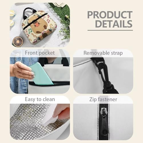 Capybara Simple Modern Lunch Box for Girls 4-6 Note Card Preschool Lunch Box Boys 6-8 One Piece Meal Bag for Kids 8-10 Kindergarten Toddler Children Elementary School Adjustable Strap - color: Note Card Capybara