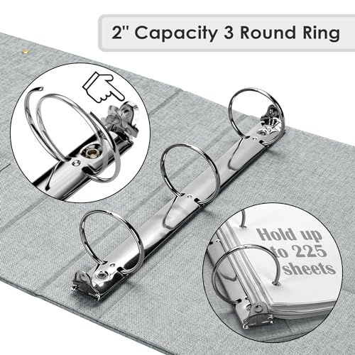 EYROZILL 3 Ring Binder 2 Inch, Binder for Letter Size (11" x 8.5") with 5 Tab Dividers, File Folder Labels and Low Profile Clipboards, Grey Rose - color: Light Grey Rose, size: ‎Letter Size - 2 Inch