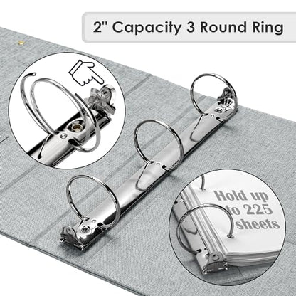EYROZILL 3 Ring Binder 2 Inch, Binder for Letter Size (11" x 8.5") with 5 Tab Dividers, File Folder Labels and Low Profile Clipboards, Light Grey - color: Light Grey, size: ‎Letter Size - 2 Inch