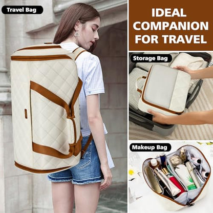 Convertible Garment Bags for Travel - Carry on Garment Duffle Bag with Backpack Straps for Men Women, 4 in 1 Large Travel Duffel Bags with Shoes Compartment Hanging Suit Dress Weekender Bag 3pcs Set - color: D3-Beige