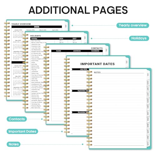 Planner 2026-2027, 8.5" x 11" Weekly and Monthly Academic Year Planner Calendar, July 2026 - June 2027, Hardcover Large School Planning Agenda With Tabs, Perfect for School & Office Supplies, A4, Aquamarine - color: E-Aquamarine, size: A4(8.5"x11")