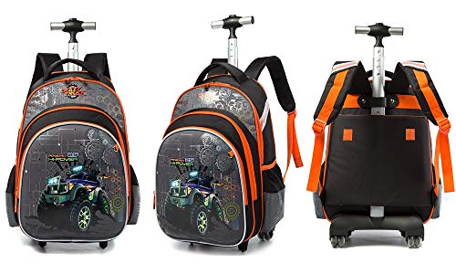 Meetbelify 3Pcs Rolling Backpack for Boys with Lunch Bag Pencil Case School Bags Wheeled Backpack - color: Gray