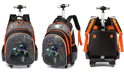 Meetbelify 3Pcs Rolling Backpack for Boys with Lunch Bag Pencil Case School Bags Wheeled Backpack - color: Gray
