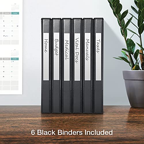Oxford 3 Ring Binders, 0.5 inch ONE-Touch Easy Open D Rings, Durable Binders for School and Office, View Binder Covers, Xtralife Hinge, Non-Stick, PVC-Free, Black, Holds 125 Sheets, 6 PK (79901) - size: 0.5 Inch