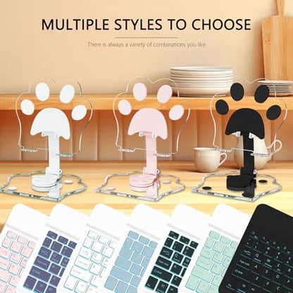 for Bluetooth Keyboard,Wireless Rechargeable 7-Color Keyboard Cute Tablet Stand Adjustable Adjustable & Foldable for iPad,iPad Pro,iPad Mini, iPad Air,Samsung Xiaomi Tablets,etc-Light Green - color: B-Backlight Keyboard-Light Green
