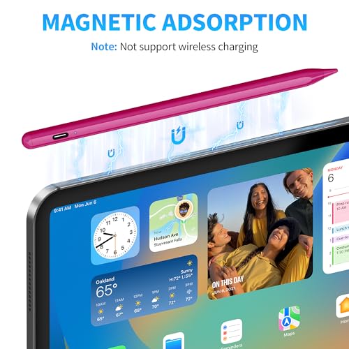 DRYMOKINI Pink Stylus Pen, Active Stylus Pen Touch Screens Compatible for Android and i-OS Tablet/Phones, Rechargeable Universal Stylus Pencil Compatible for A-pple/i-Pad/Phone Tablet - color: Candy Pink