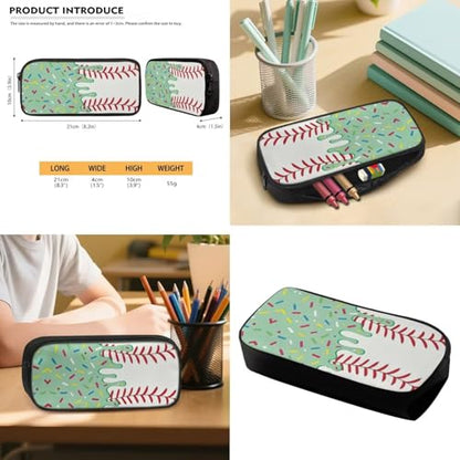 Green Baseball Drip Backpack for Boys 4 Piece Kids Large Backpack Insulated Reinforced Lunch Bag Pencil Case with Fixed Water Bottle Holder School Outdoor Travel Combo - color: Green
