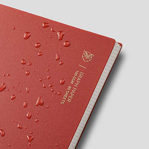 EMSHOI Graph Grid Journal Notebook, 2 Pack, 320 Pages, B5 (7.4" x 10") | 100 GSM Thick Paper, Flexible Plastic Cover, Spiral-bound, for School, Student, Note Taking, Math, Engineering (Brown & Red) - color: Brown Red, style: B5-Graph
