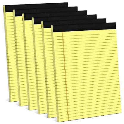 Note Pads 8.5 x 11 Wide Ruled Lined Writing Pads Yellow Legal Pads Letter Size 8.5 x 11 Notebook for Work Micro Perforated Legal Notepads Yellow Lined Paper Pads 27 Lines - 6 Pads/Pack, 30 Sheets/Pad - size: 8.5 x 11 Inch, style: 6 Pack-Yellow