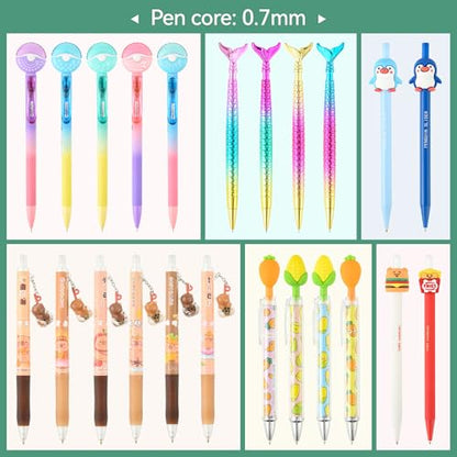 12PCS Cute Mechanical Pencils 0.5/0.7mm with Eraser & Lead Refills | Kawaii Cartoon Mechanical Pencil Set Bulk Pack