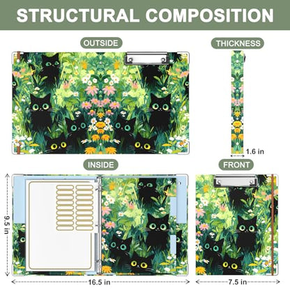 Rouidr Mini 3 Ring Binder with clipboard, 1 inch Round Binder Organizer, 8.5"x5.5" Cute Binder with 5 Dividers Tabs & Clear Sleeves, School Supplies, Office Supplies - color: Black Cats, size: Mini 1in(8.5 x 5.5 in)