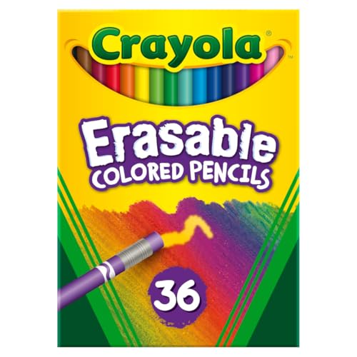 Crayola Erasable Colored Pencils (36ct), Colored Pencils for Kids, For Coloring Books, School Supplies, Classroom Arts & Crafts, Ages 4+ - size: 36 Count (Pack of 1)