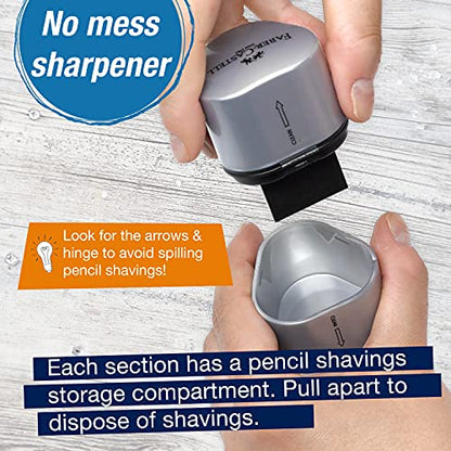 Faber-Castell Grip Trio Manual Pencil Sharpener (Red or Blue) - Graphite, Jumbo and Colored Pencil Sharpener