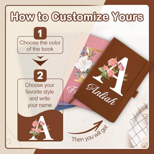 Personalized Journal Notebook with Initials Name Custom Journaling Notebook for Women Daughter Customized College Ruled Notebooks Lined Journals Gift for Mothers Day Mom Her Birthday Graduation - color: Initials-Printed