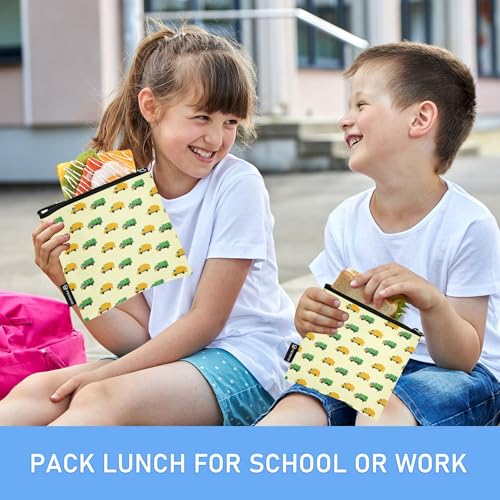 Reusable Food Storage Bags Garbage Truck 3 Pack Set Lunch Bag Compact Sandwich Snack Bag Small Medium Large for Lunch, Travel & Organization - color: Bag 3