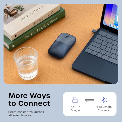 Satechi Slim EX Wireless Mouse, Multi-Device Bluetooth & 2.4GHz Connection for macOS, Windows, iPadOS, and Android, Quiet Clicks, Anodized Aluminum Shell, USB-C Rechargeable Battery, Indigo - color: Indigo