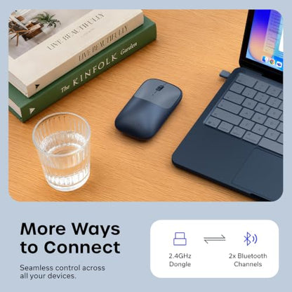 Satechi Slim EX Wireless Mouse, Multi-Device Bluetooth & 2.4GHz Connection for macOS, Windows, iPadOS, and Android, Quiet Clicks, Anodized Aluminum Shell, USB-C Rechargeable Battery, Indigo - color: Indigo