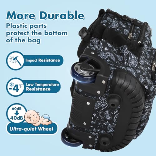 Tilami Rolling Backpack & Lunch bag for Kids 19 Inch Wheeled Bookbag for Boys & Girls for School & Travel,Diamonds - color: Diamonds