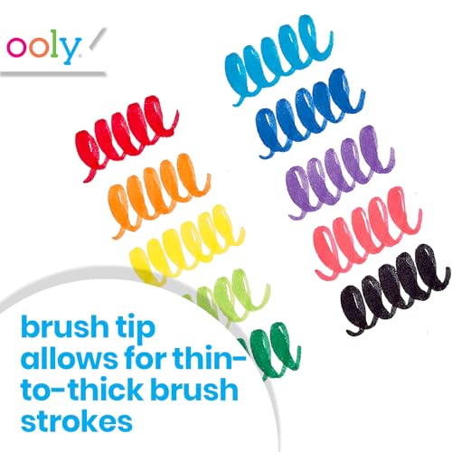 Ooly Thick Washable Toddler Markers with Jumbo Grip, Big Bright Brush Tip Markers for Toddlers with Jumbo Barrel, Perfect for Little Hands - BRUSH TIP - style: Brush Tip