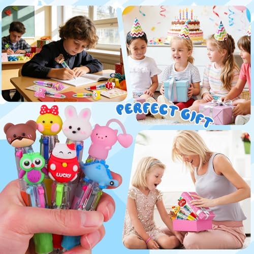 52 Pcs Mini Multicolor Pens in One 4-in-1, Cute Kawaii Ballpoint Pens Bulk with 52 Different Designs, Classroom Rewards, Student Gifts, Party Favors, Back to School Supplies for Kids - style: 52Pcs