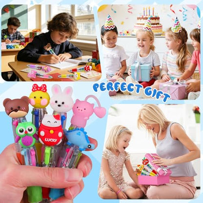 52 Pcs Mini Multicolor Pens in One 4-in-1, Cute Kawaii Ballpoint Pens Bulk with 52 Different Designs, Classroom Rewards, Student Gifts, Party Favors, Back to School Supplies for Kids - style: 52Pcs