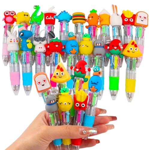 CZWZ 20Pcs Mini Multicolor Pens in One 4-in-1 Cute Pens Bulk for Kids, Fun Kawaii Ballpoint Pens for Birthdays and Children's Party Favors Gifts Teacher School Supplies - style: 20Pcs