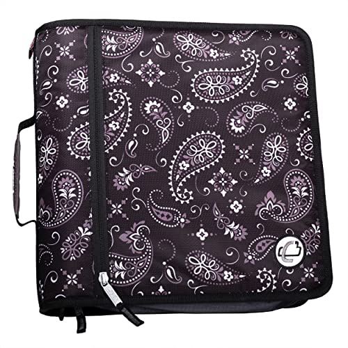 Case-it Mighty Zip Tab School Zipper Binder | 3-Inch O-Rings, 600-Sheet Capacity, 5-Subject Expanding File Folder, Multiple Pockets & Storage Organizer, Shoulder Strap | D-146 Black Bandana - color: Black Bandana, size: 1 Pack