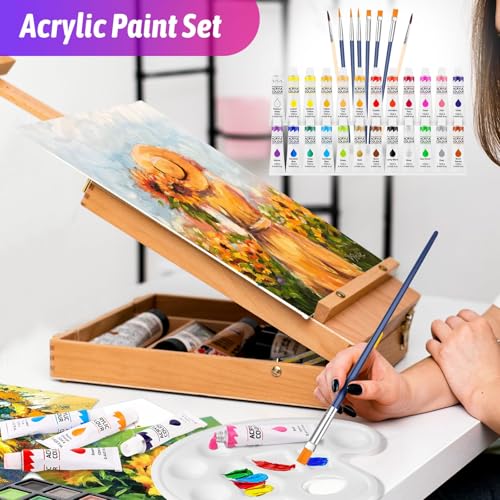 iBayam Art Supplies,195 Pack Deluxe Art Set Drawing Painting Supplies Kits | Acrylic Pad, Watercolor Pad, Sketch Book, Canvases, Acrylic Paint, Crayons, Pencils, Gifts for Kids Teen Girls Artist Adults - color: Purple