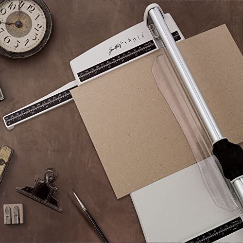 Tonic Studios Paper Cutter Tool - Rotary Trimmer for Scrapbooking, Cardstock, Vinyl, Photos - 12.5 Inch Cutting Length with Extendable Ruler and Grid Lines, White