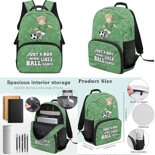 Boys 17 Inch Backpack with Insulated Lunch Box, Pencil Case & Water Bottle Holder - 4PCS Cartoon Soccer Player Backpack Set for Elementary Kids, Reduce Shoulder Pressure for Child - color: Cartoon Soccer Player