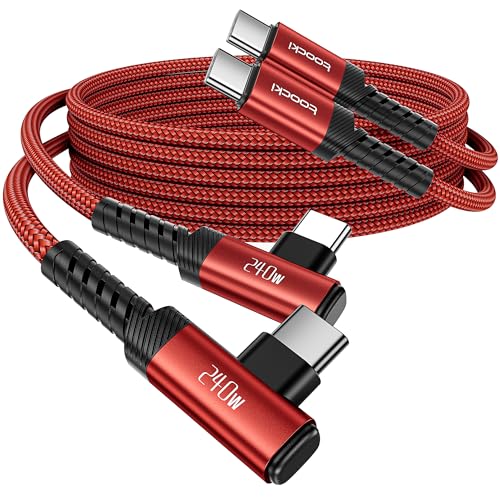 USB C Cable [2Pack, 6.6ft] 240W Fast Charging Type C Cord, Nylon Braided USB 2.0 Cable for iPhone 17 16 15 Pro Plus Pro Max Air, iPad Pro, Samsung Galaxy S24 S23, Switch, MacBook Pro, Pixel-Red - color: Red, size: 6.6+6.6FT