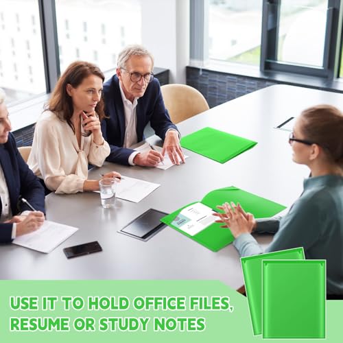Henoyso 36 Pack Fruit Green Plastic Folders with Clear Front Pockets Heavy Duty File Folders with 2 Pockets and Card Slot for Student Communication School Office Presentation Report - color: Fruit Green